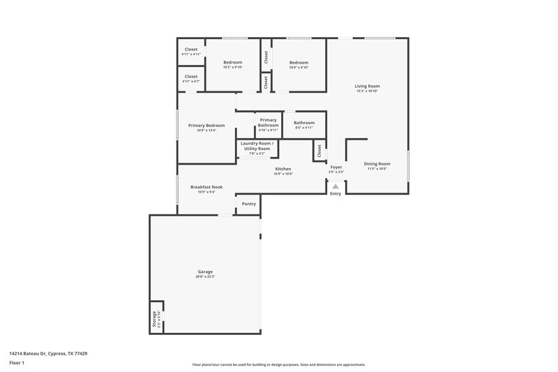 1,665/Mo, 14214 Bateau Dr Cypress, TX 77429 Floor Plan View