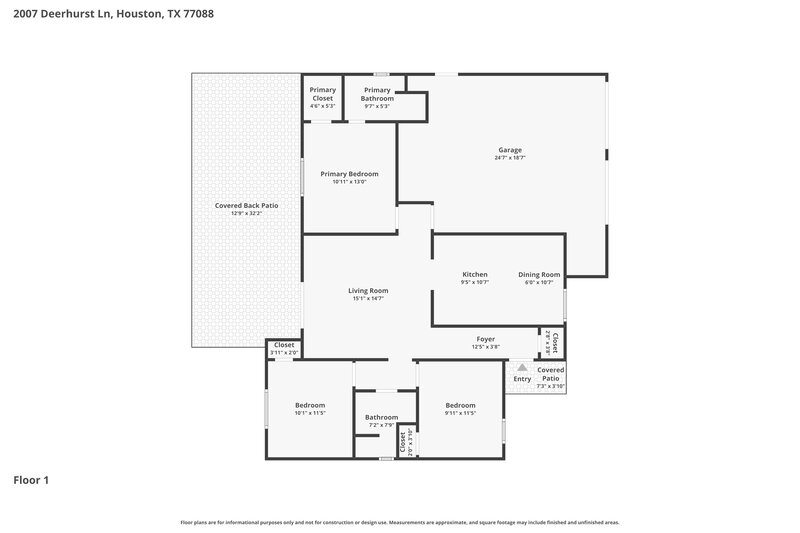 1,550/Mo, 2007 Deerhurst Ln Houston, TX 77088 Floor Plan View