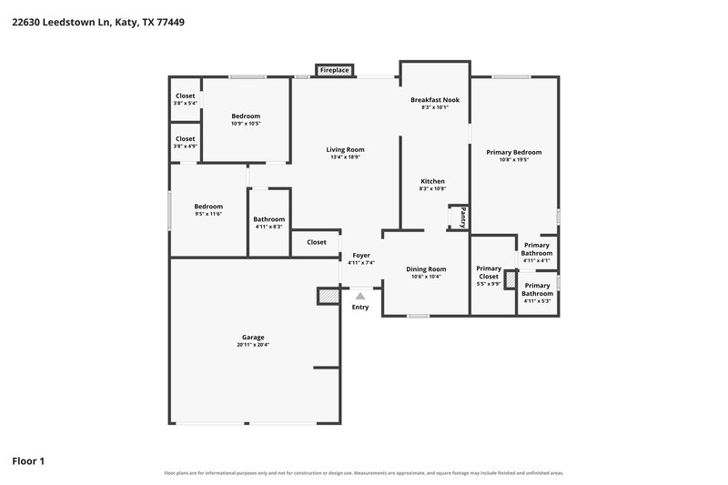 1,680/Mo, 22630 Leedstown Ln Katy, TX 77449 Floor Plan View