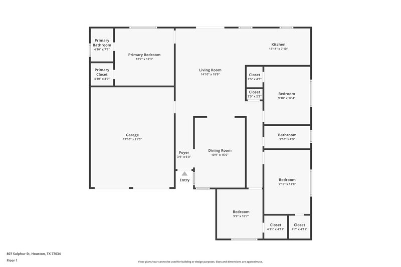 1,660/Mo, 807 Sulphur St Houston, TX 77034 Floor Plan View