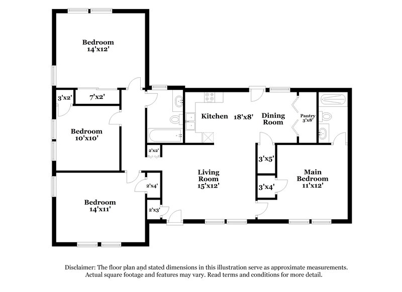 1,690/Mo, 1202 Trimm Ave Pasadena, TX 77502 Floor Plan View