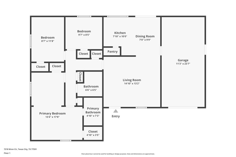 1,540/Mo, 7218 Wren Cir Texas City, TX 77591 Floor Plan View