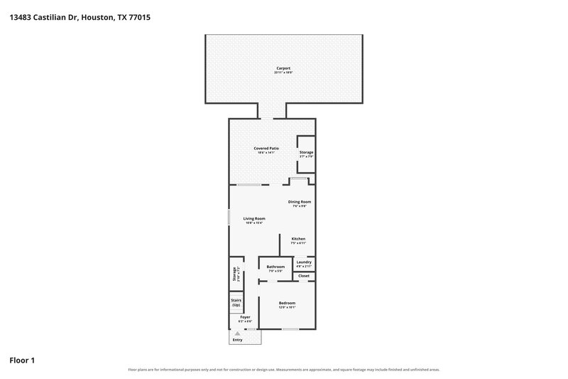 1,400/Mo, 13483 Castilian DR # 1 Houston, TX 77015 Floor Plan View