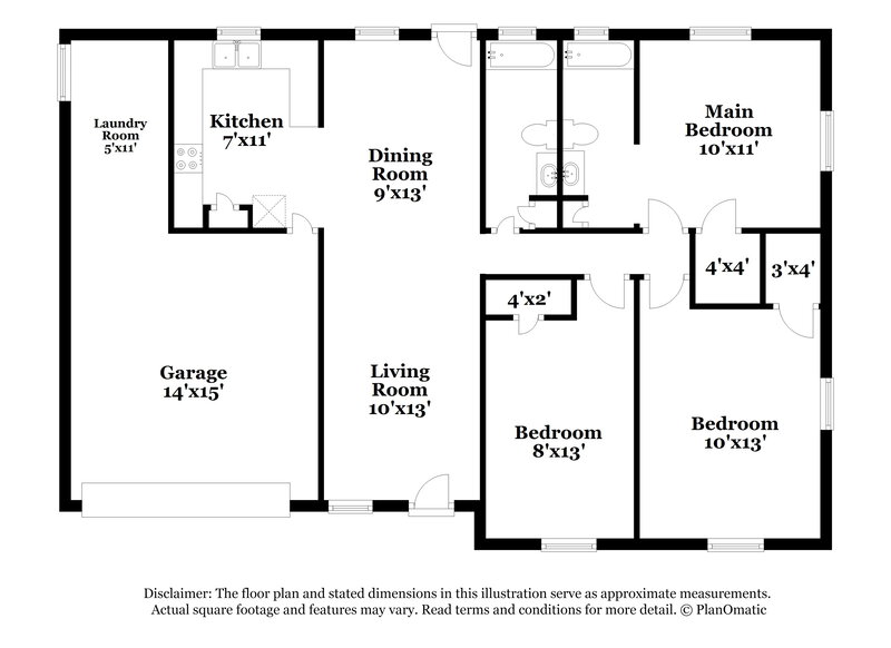 1,640/Mo, 2921 Leroy St Bacliff, TX 77518 Floor Plan View