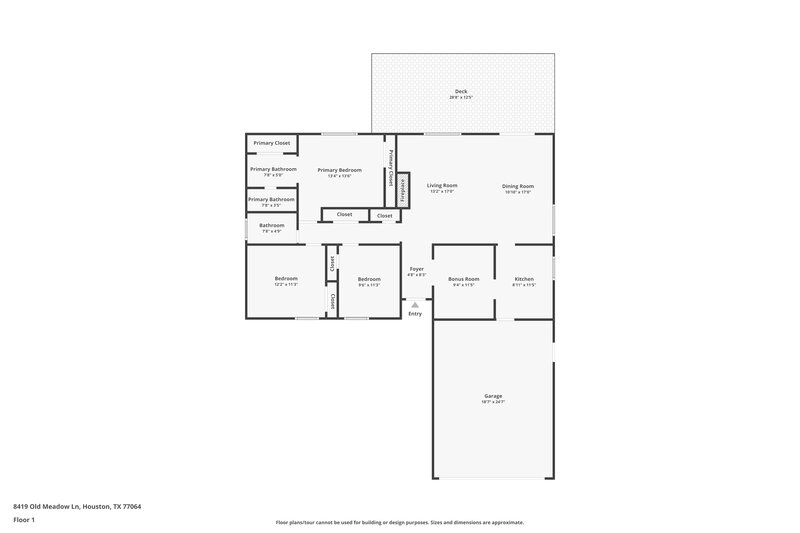 1,570/Mo, 8419 Old Meadow Ln Houston, TX 77064 Floor Plan View