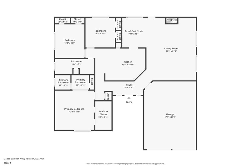 1,705/Mo, 2722 S Camden Pkw Houston, TX 77067 Floor Plan View