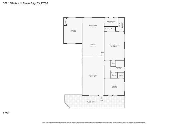 1,690/Mo, 522 12th Ave Texas City, TX 77590 Floor Plan View
