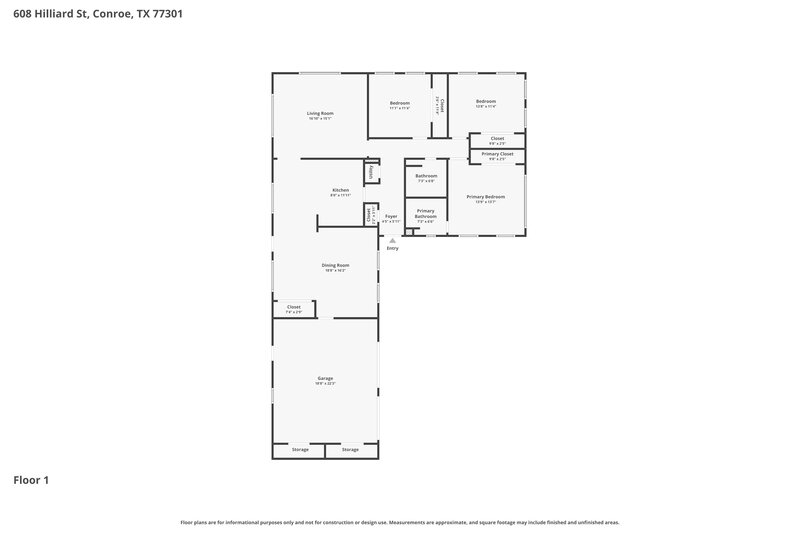1,640/Mo, 608 Hilliard Conroe, TX 77301 Floor Plan View