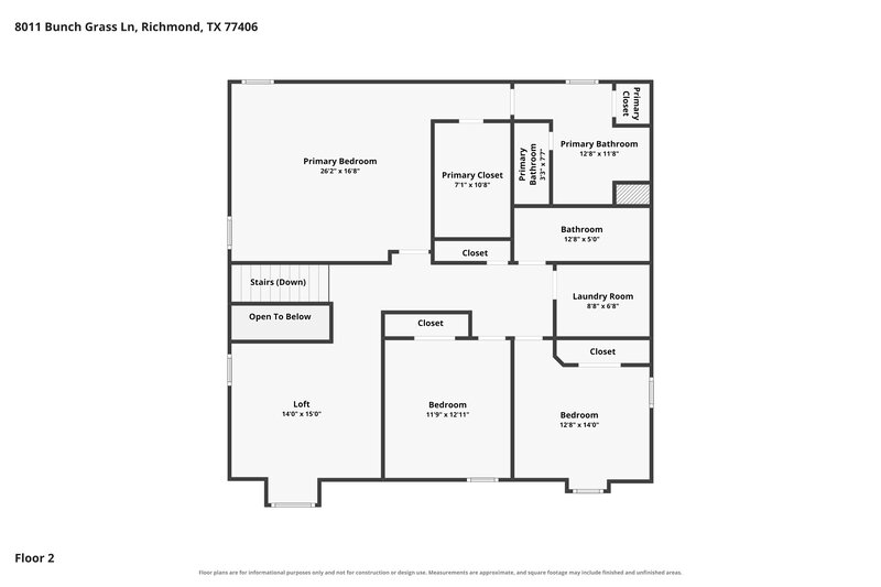 2,205/Mo, 8011 Bunch Grass Ln Richmond, TX 77406 Floor Plan View 2