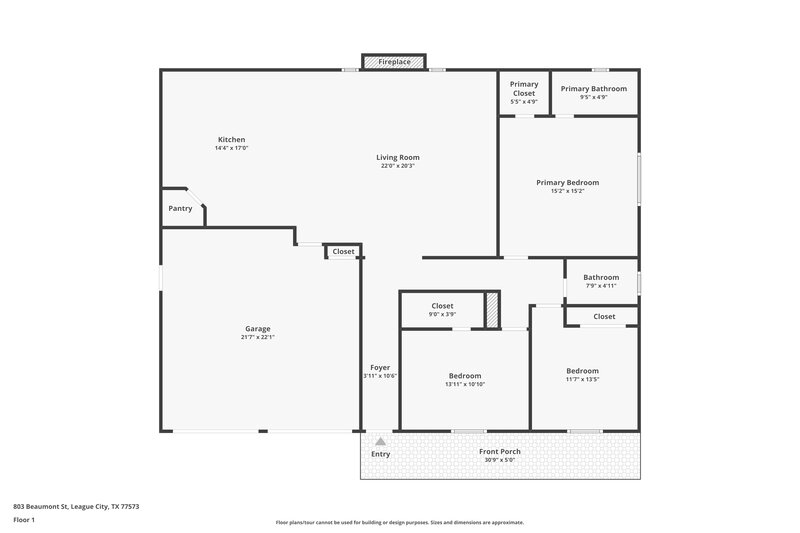1,980/Mo, 803 Beaumont St League City, TX 77573 Floor Plan View