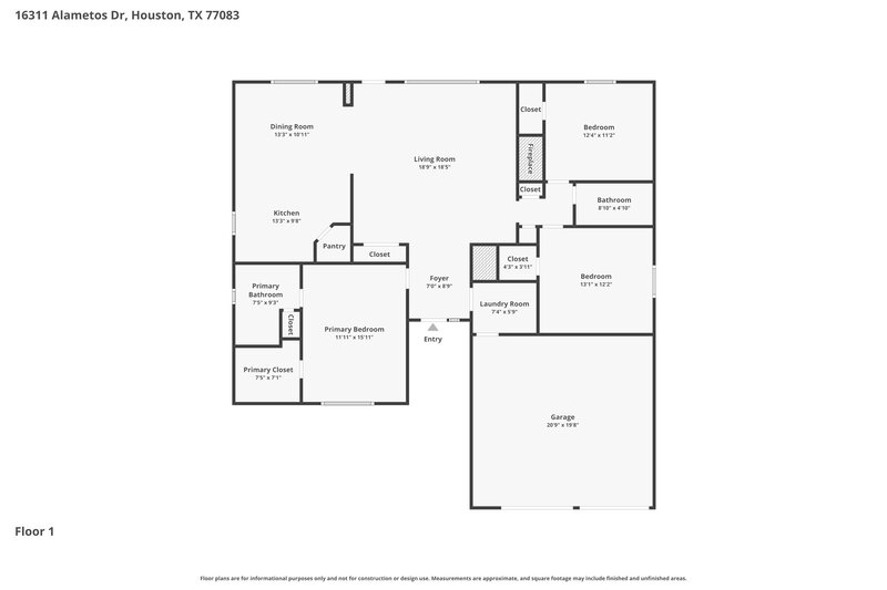 1,825/Mo, 16311 Alametos Dr Houston, TX 77083 Floor Plan View