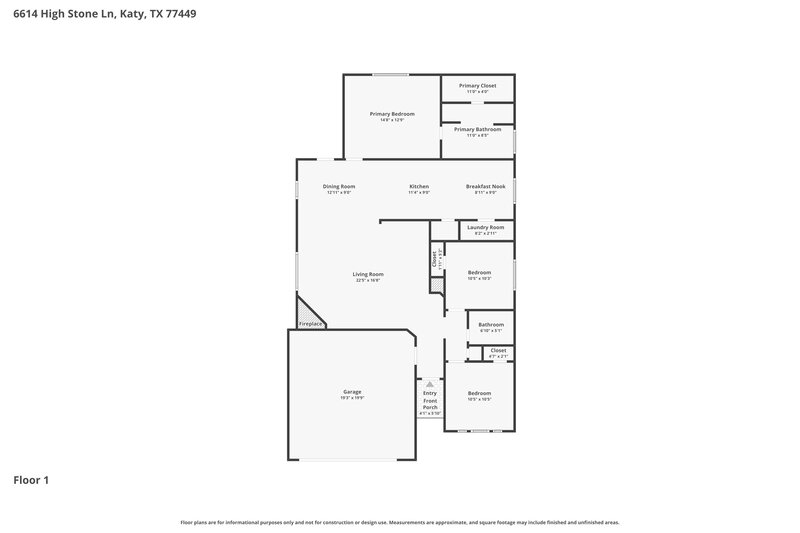 1,820/Mo, 6614 High Stone Ln Katy, TX 77449 Floor Plan View