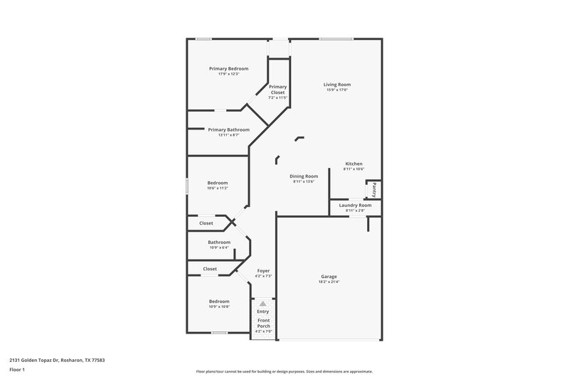 1,830/Mo, 2131 Golden Topaz Dr Rosharon, TX 77583 Floor Plan View