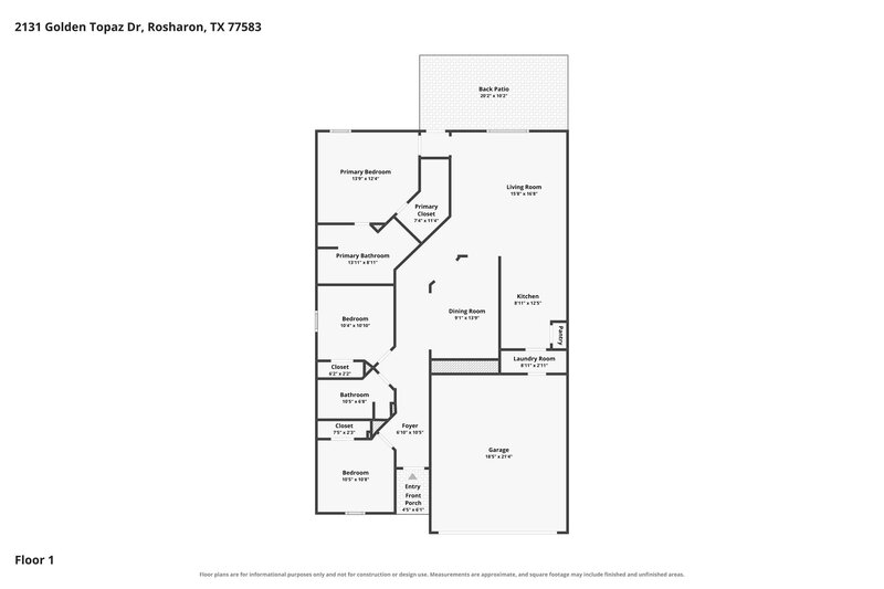 1,830/Mo, 2131 Golden Topaz Dr Rosharon, TX 77583 Floor Plan View