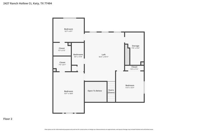 2,485/Mo, 2427 Ranch Hollow Ct Katy, TX 77494 Floor Plan View 2