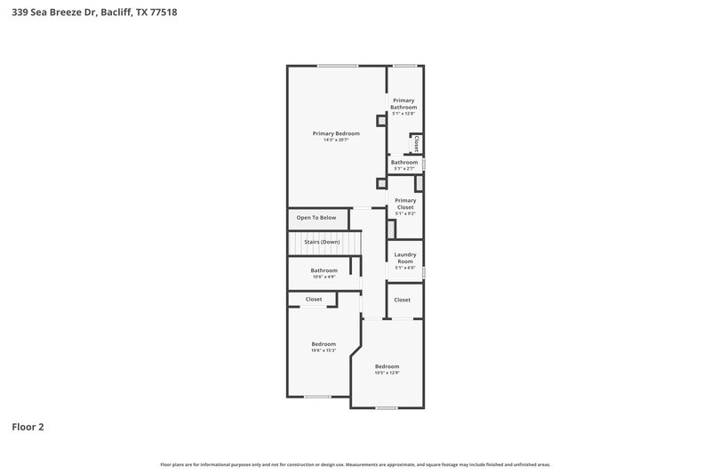 1,885/Mo, 339 Sea Breeze Dr Bacliff, TX 77518 Floorplan View 2