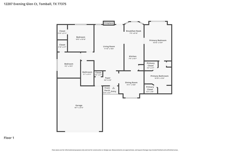 1,800/Mo, 12207 Evening Glen Ct Tomball, TX 77375 Floor Plan View