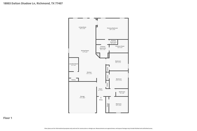 2,230/Mo, 18003 Dalton Shadow Ln Richmond, TX 77407 Floor Plan View