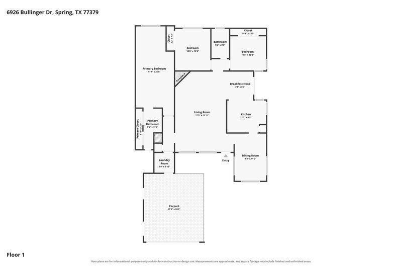 1,755/Mo, 6926 Bullinger Dr Spring, TX 77379 Floor Plan View