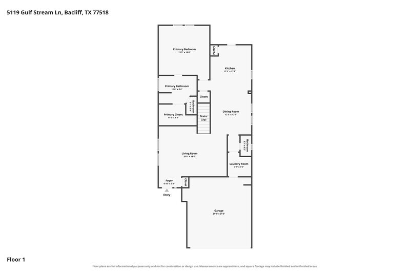 2,230/Mo, 5119 Gulf Stream Ln Bacliff, TX 77518 Floor Plan View