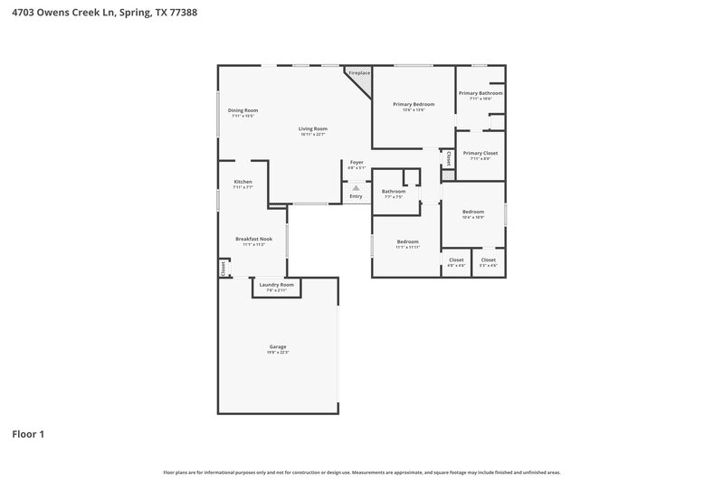 1,710/Mo, 4703 Owens Creek Ln Spring, TX 77388 Floorplan View