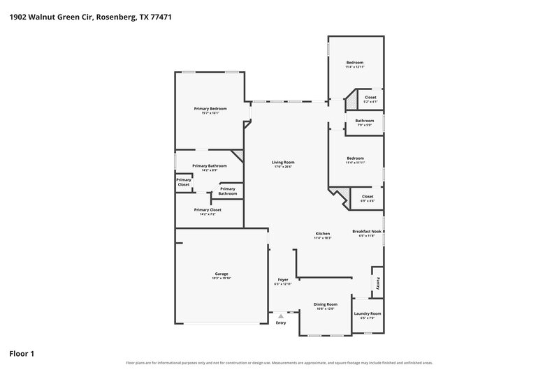 1,820/Mo, 1902 Walnut Green Cir Rosenberg, TX 77471 Floor Plan View