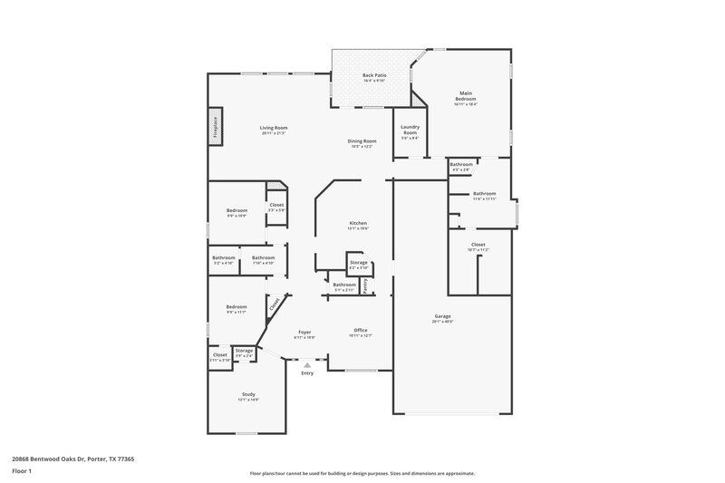 2,255/Mo, 20868 Bentwood Oaks Dr Porter, TX 77365 Floor Plan View