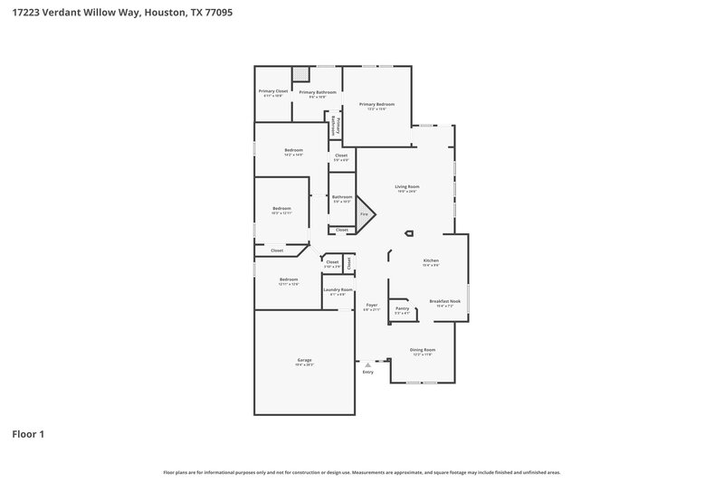 2,250/Mo, 17223 Verdant Willow Way Houston, TX 77095 Floorplan View