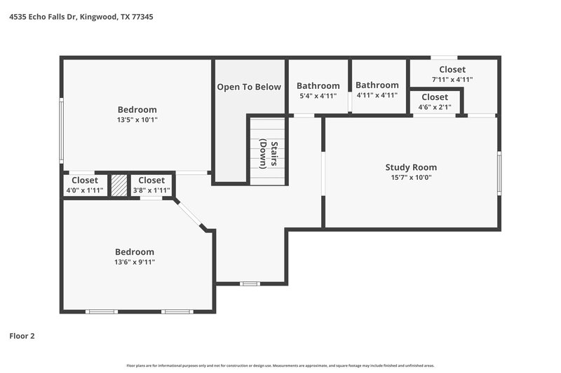 2,245/Mo, 4535 Echo Falls Dr Kingwood, TX 77345 Floor Plan View 2
