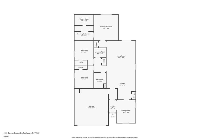 2,055/Mo, 1955 Garnet Breeze Dr Rosharon, TX 77583 Floor Plan View