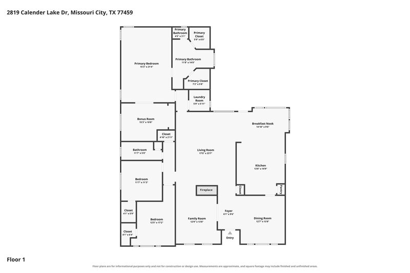 2,160/Mo, 2819 Calender Lake Dr Missouri City, TX 77459 Floor Plan View