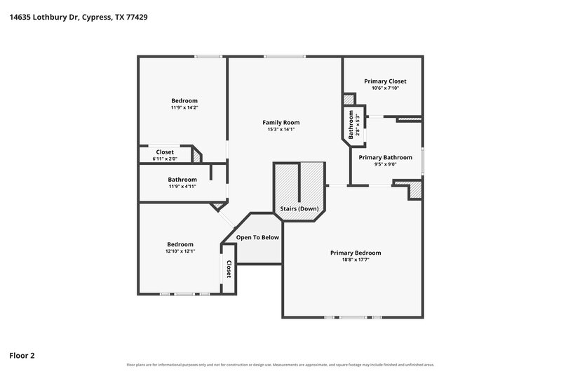 2,400/Mo, 14635 Lothbury Dr Cypress, TX 77429 Floor Plan View 2