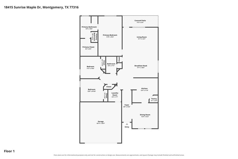 1,825/Mo, 18415 Sunrise Maple Dr Montgomery, TX 77316 Floor Plan View