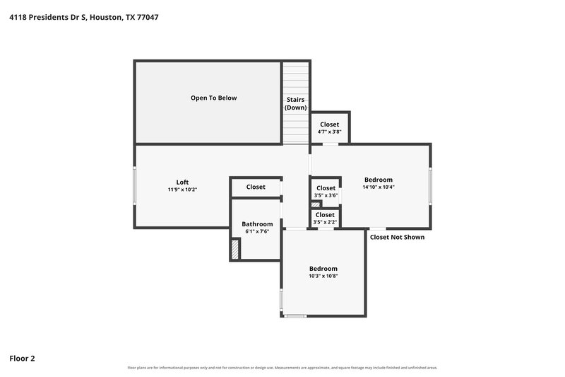 2,225/Mo, 4118 Presidents Dr S Houston, TX 77047 Floor Plan View 2