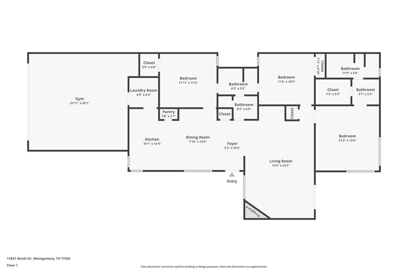 1,750/Mo, 11631 Alcott Dr Montgomery, TX 77356 Floor Plan View