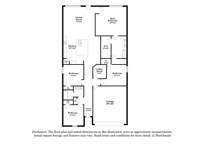 2,335/Mo, 8419 Ideal Dr Rosharon, TX 77583 Floor Plan View