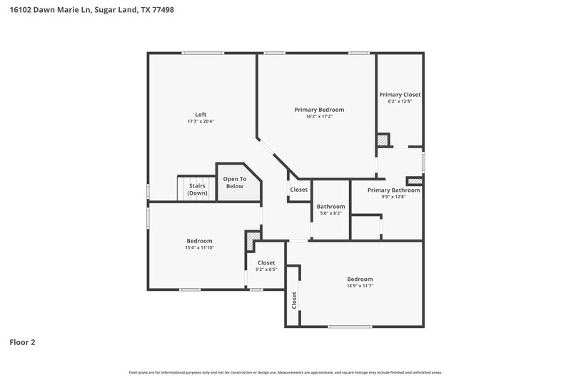 1,940/Mo, 16102 Dawn Marie Ln Sugar Land, TX 77498 Floorplan View 2
