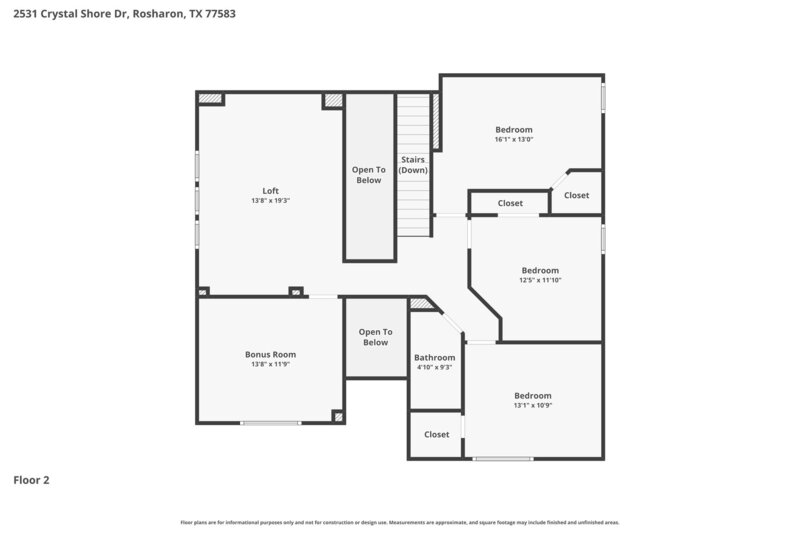 2,435/Mo, 2531 Crystal Shore Dr Rosharon, TX 77583 Floorplan View