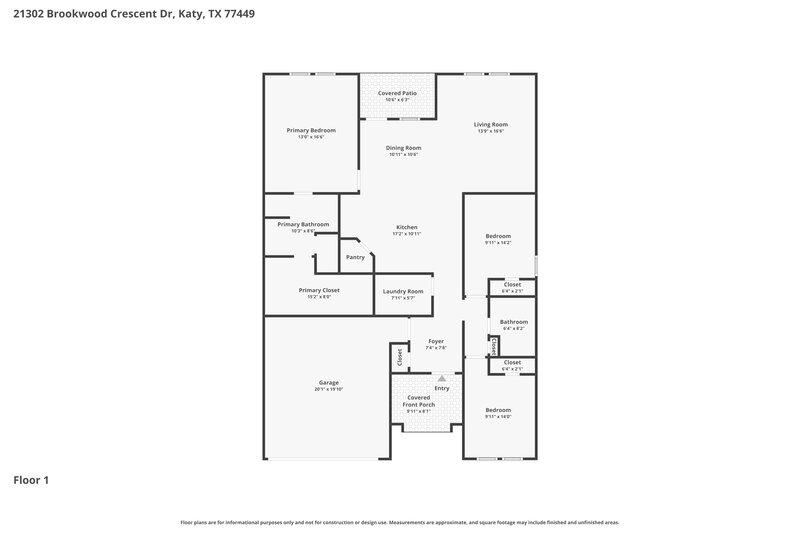 2,070/Mo, 21302 Brookwood Crescent Dr Katy, TX 77449 Floorplan View