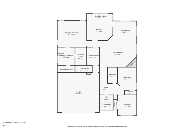 1,735/Mo, 1729 Fay Dr Conroe, TX 77301 Floorplan View