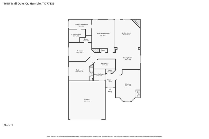 1,825/Mo, 1615 Trail Oaks Ct Humble, TX 77339 Floorplan View