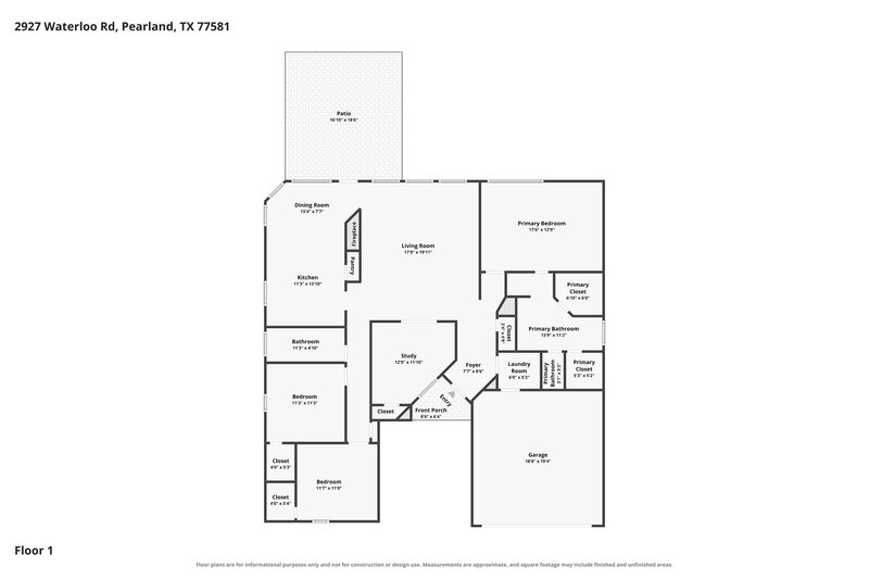 2,260/Mo, 2927 Waterloo Rd Pearland, TX 77581 Floor Plan View
