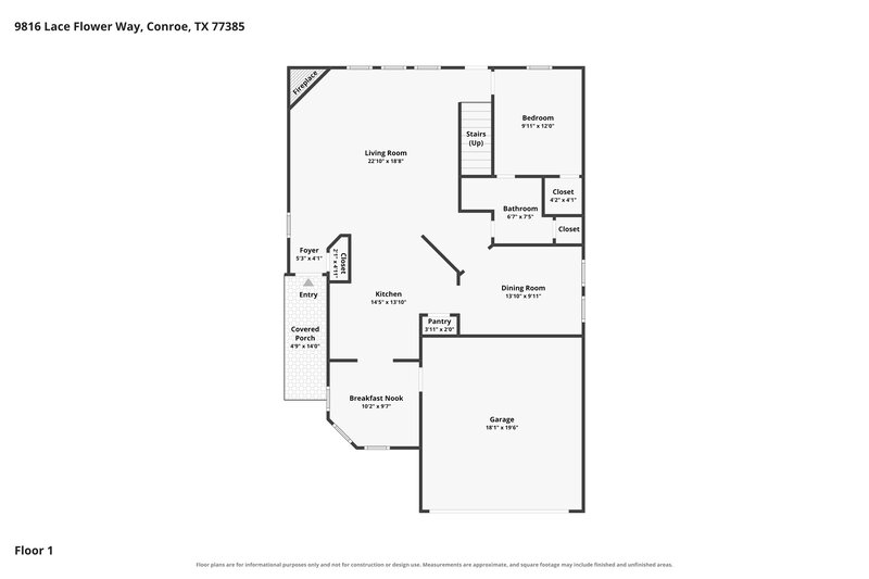 2,185/Mo, 9816 Lace Flower Way Conroe, TX 77385 Floor Plan View
