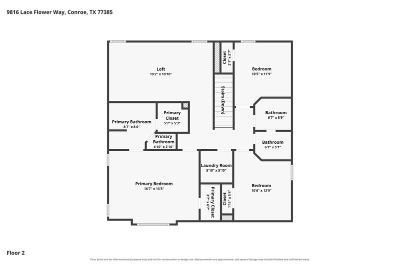 2,185/Mo, 9816 Lace Flower Way Conroe, TX 77385 Floor Plan View 2