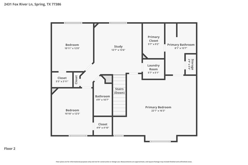 2,040/Mo, 2431 Fox River Ln Spring, TX 77386 Floor Plan View 2