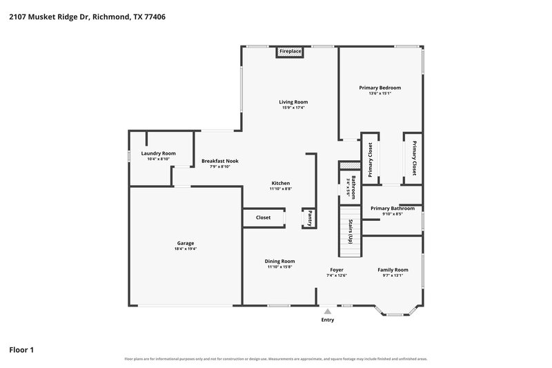 2,165/Mo, 2107 Musket Ridge Dr Richmond, TX 77406 Floor Plan View