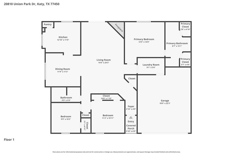 1,860/Mo, 20810 Union Park Dr Katy, TX 77450 Floor Plan View