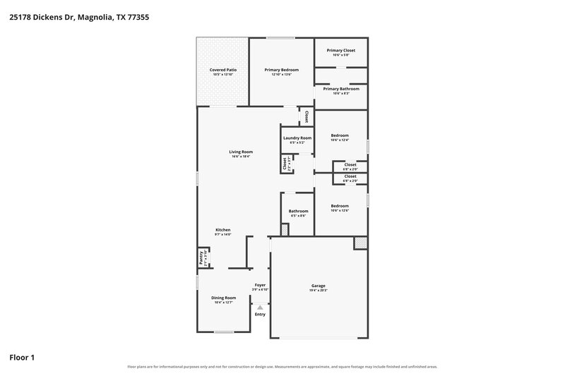 1,615/Mo, 25178 Dickens Dr Magnolia, TX 77355 Floor Plan View