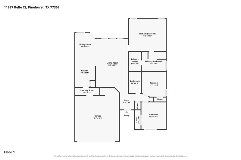 1,790/Mo, 11927 Belle Ct Pinehurst, TX 77362 Floor Plan View