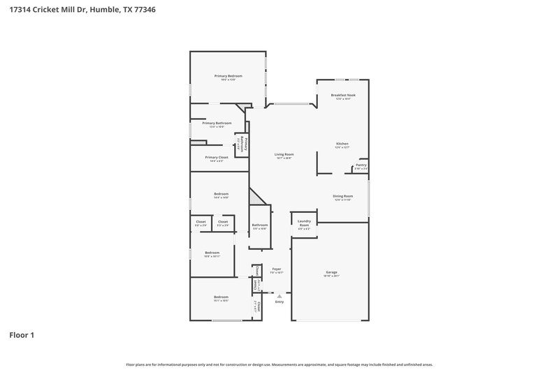2,185/Mo, 17314 Cricket Mill Dr Humble, TX 77346 Floor Plan View